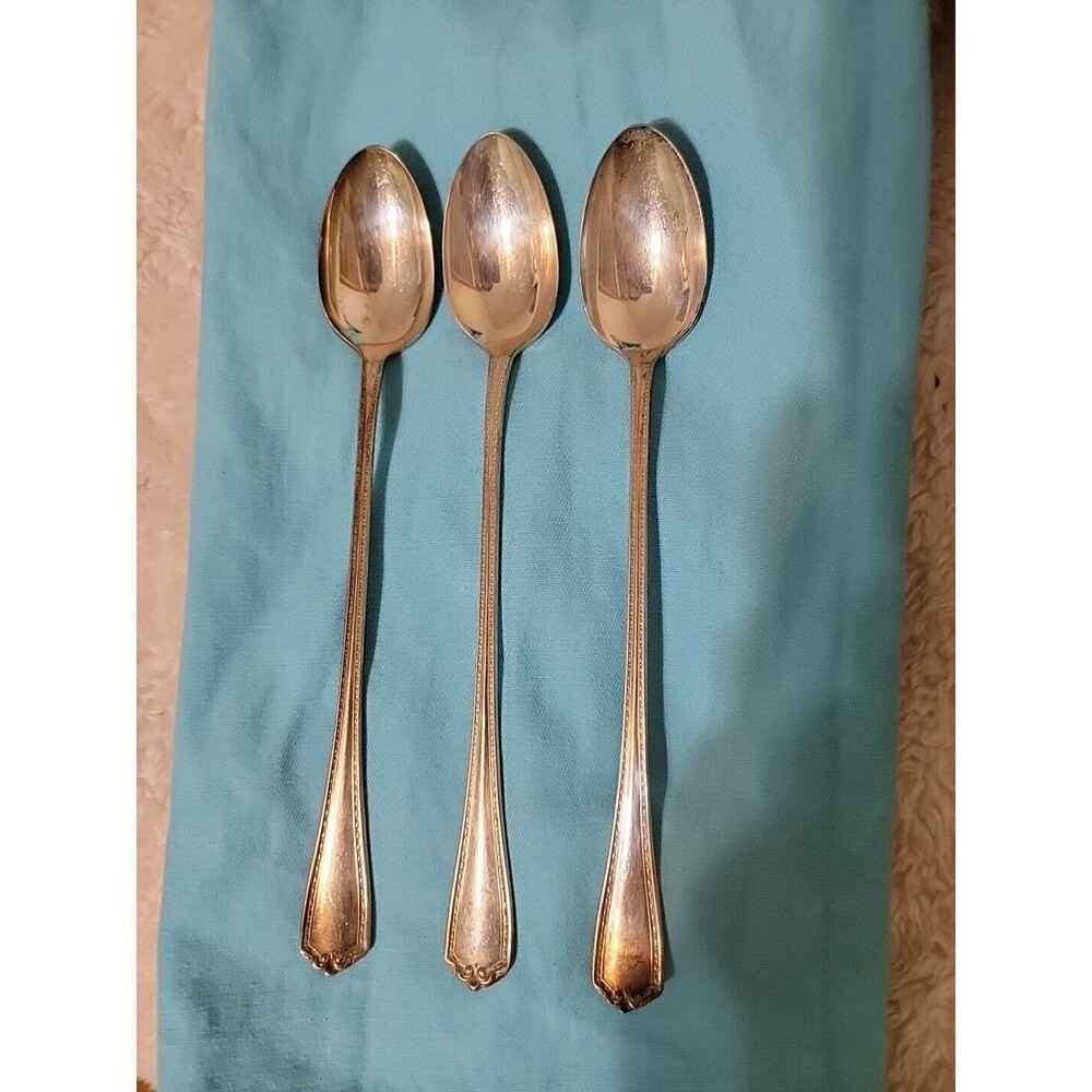 (3) 1877 Niagara Falls‎ Co  7.25 in" Silverplate Ice Tea Spoons Madison Pattern